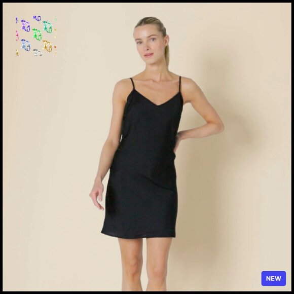 Satin Slip Nightgown Elegant Minimal Chic Lounge Sleepwear Adjustable Straps - Picture 8 of 8